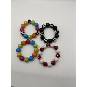 Y2K Retro Bubble Gum Bead Bracelets Set Of 4